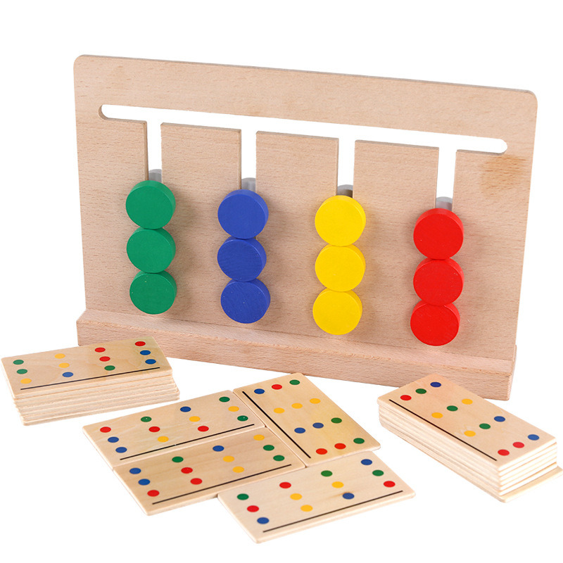 Early Educational Four-Color Wooden Walking Puzzle Game Kids Color Matching Logical Thinking Training Intelligent Toy