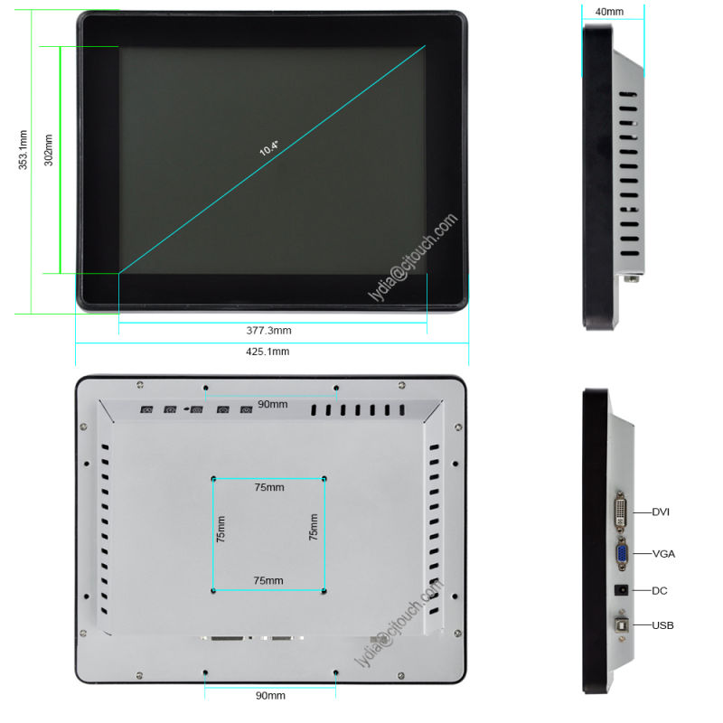 Cjtouch 10.4 Inch Waterproof Pcap Touch Screen Monitor IP65