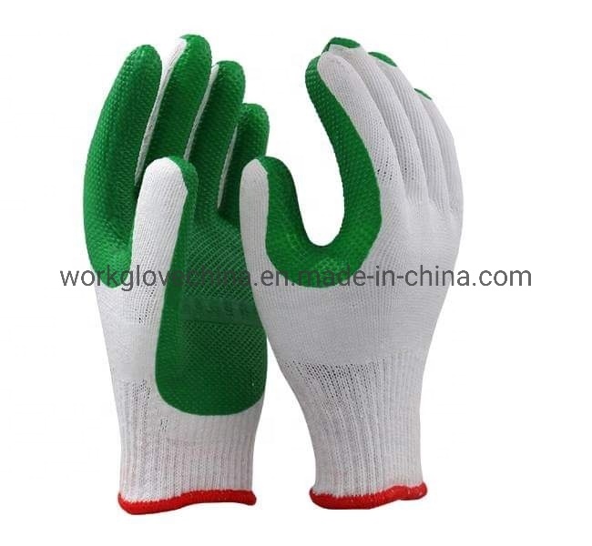 Cotton Knitted Glove Rubber Coated Working Gloves