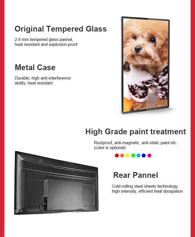 55" Indoor Advertising LED Backlight Digital Video Media Windows System Capacitive Touch Screen