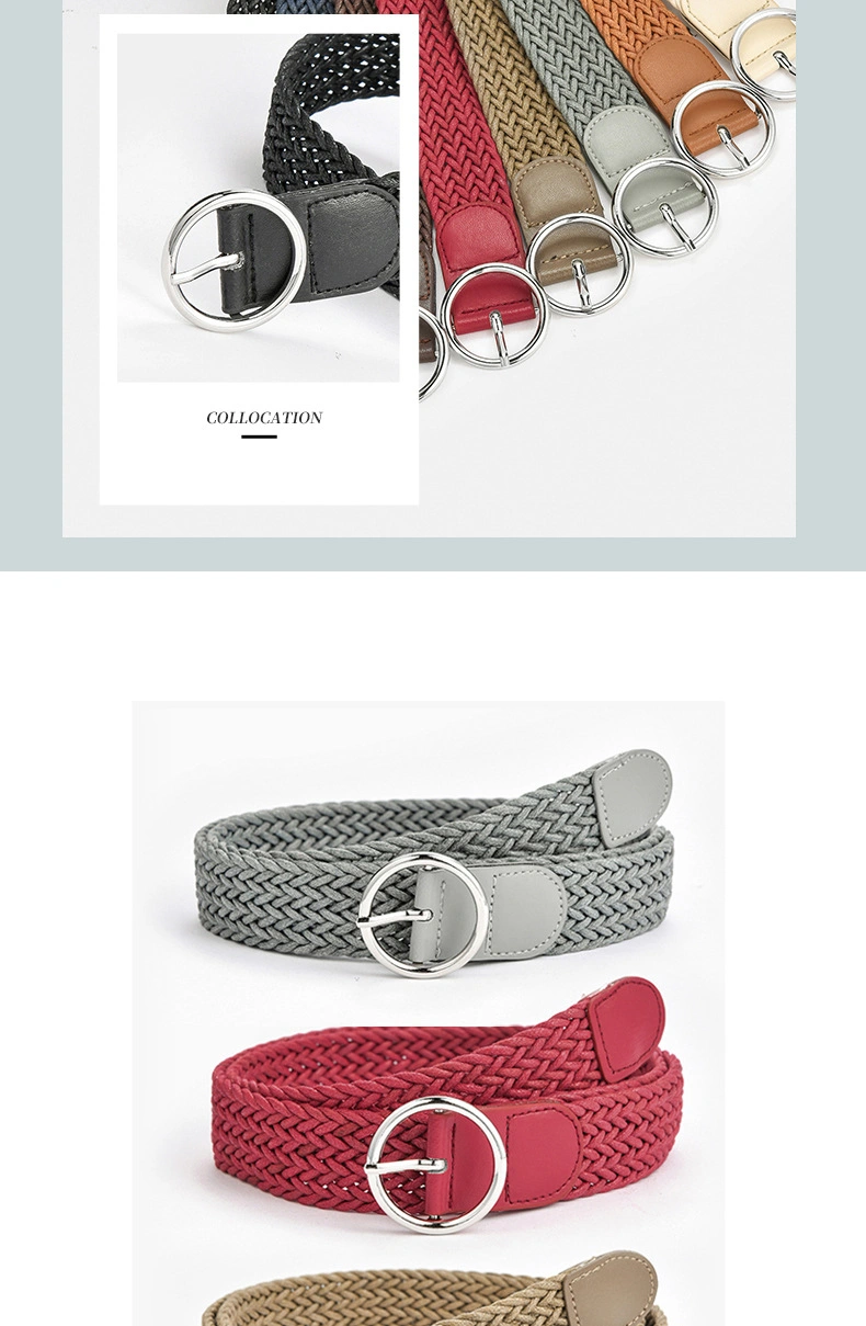 Classic Colorful Woven Lady Belt for Jeans