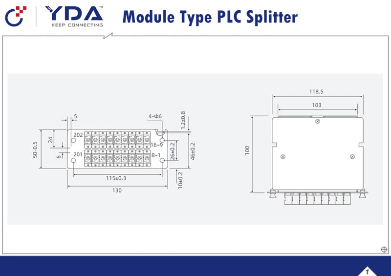 FTTH Sc/Upc 1X16 PLC Splitter Fiber Optic Module Type PLC Splitter