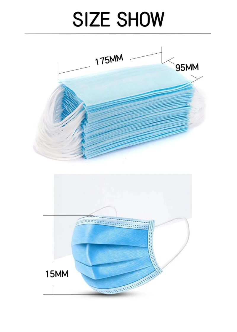 Protective Safety Nonwoven 3ply Disposable Face Mask