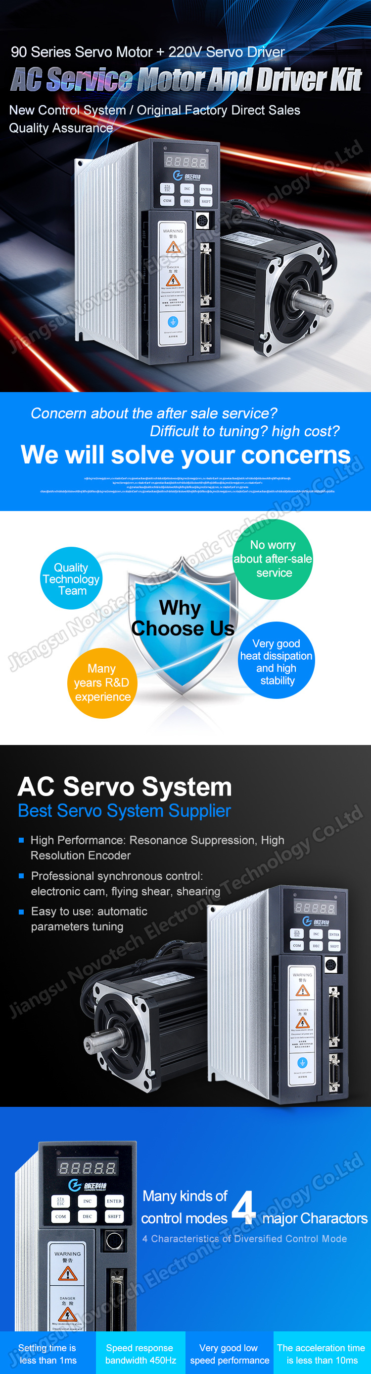 AC Servo Motor 750W 1000W 12000W/Servomotor/Motors/ with Driver/Drive/Controller Kit for CNC