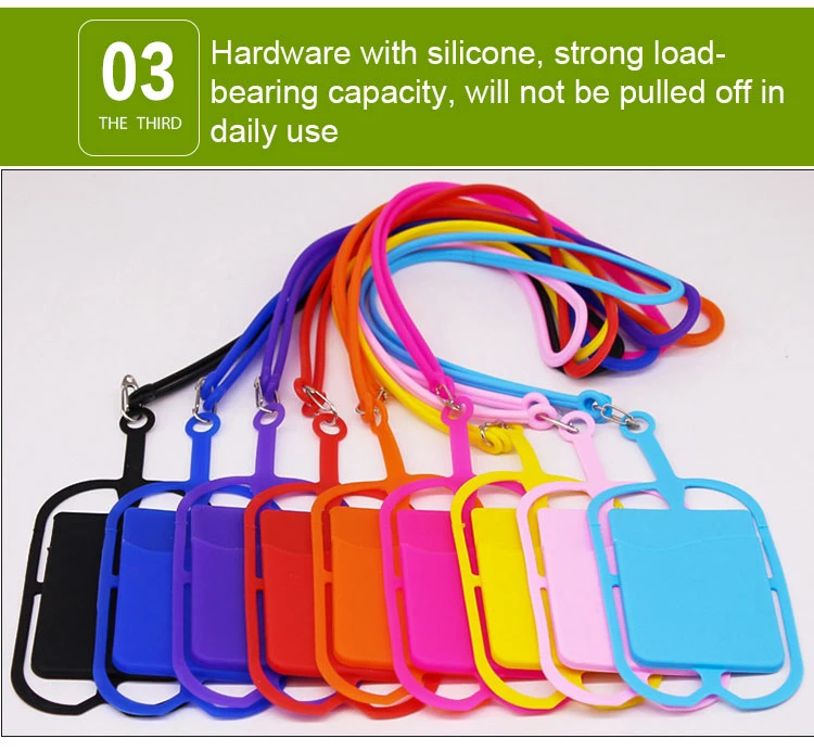 2020 Popular Universal Silicone Cell Phone Lanyard Strap with Card Holder