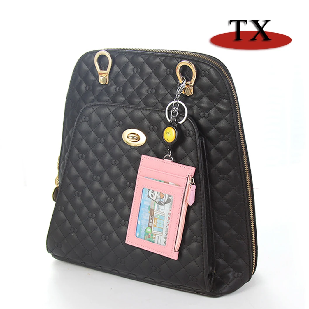 Slim PU Leather Credit Card Holder Front Coin Purse for Women and Girls with Key Chain