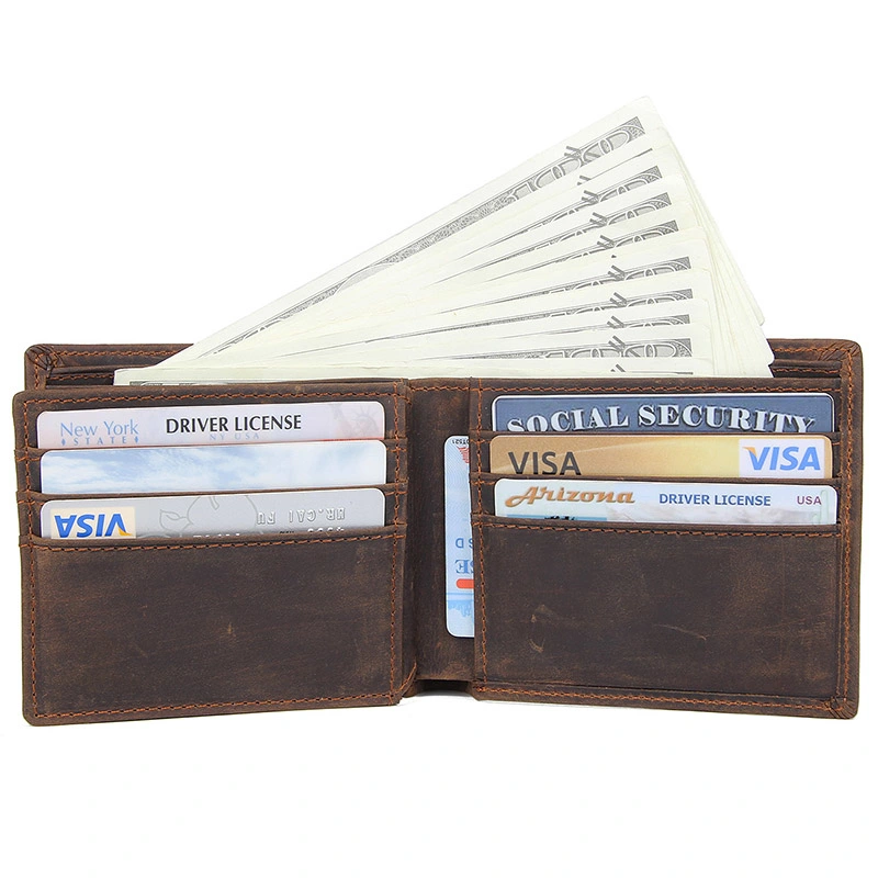 Crazy Horse Leather Wallet RFID Card Holder Men's Money Holder