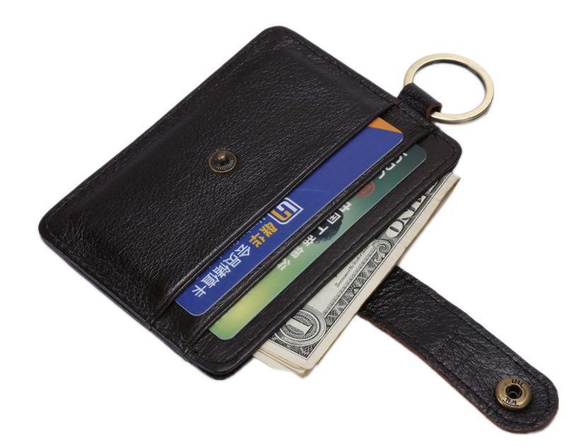 Custom Logo RFID Cowhide Leather Slim Credit Card Holder Wallet