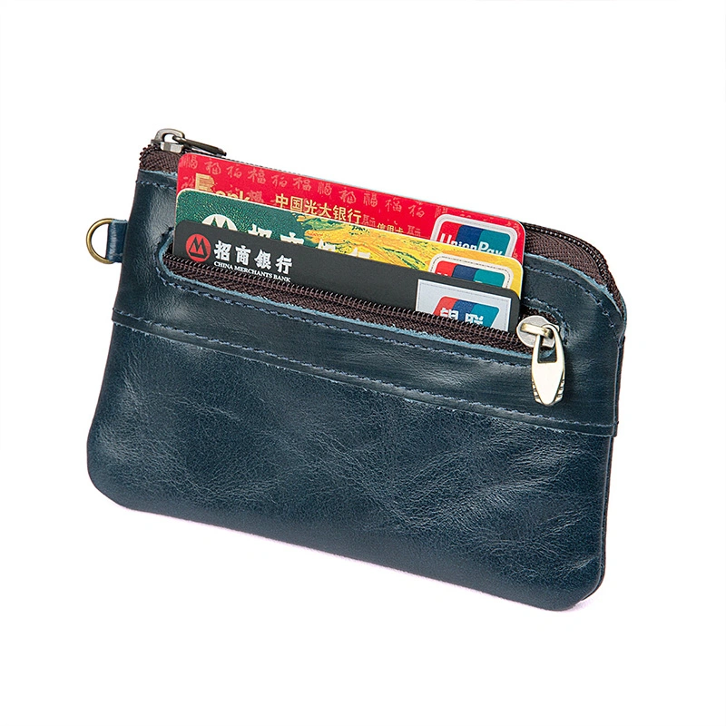 Popular Leather Card Holder Blue Convenient Money Holder Slim Wallet