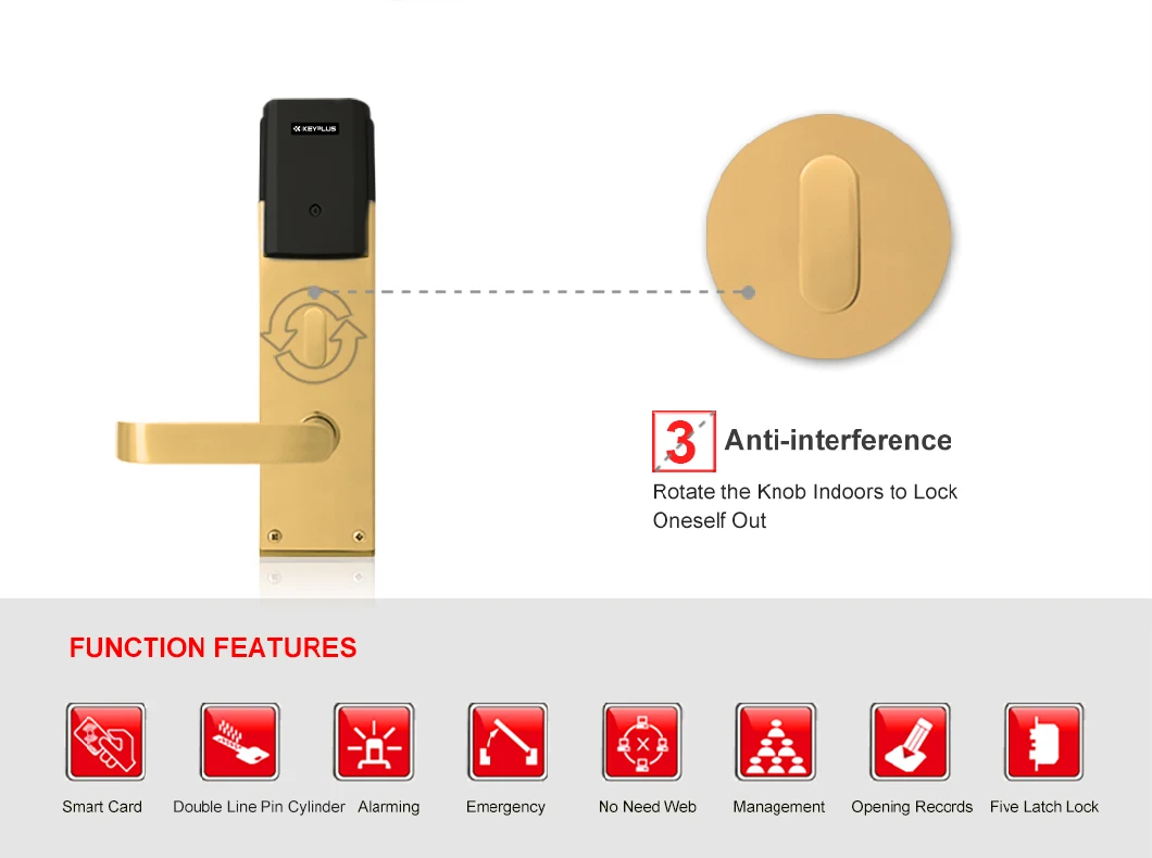 Hotel Key Card Door Entry Systems Electronic RFID Card Hotel Door Lock