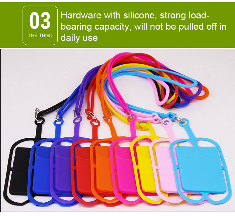 OEM Custom Printed Silicone Card Holder Lanyard Cell Phone Neck Strap