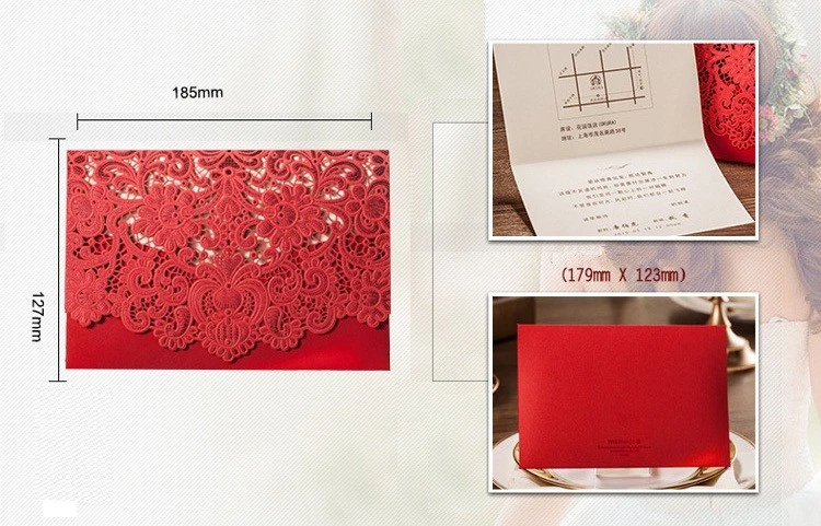 Rustic Wedding Supplies Red White Vintage Elegant Wedding Invitation Card