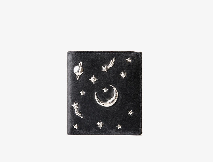 Lady Black Short Coin Card Wallet Card Holder Purse with Star Decoration