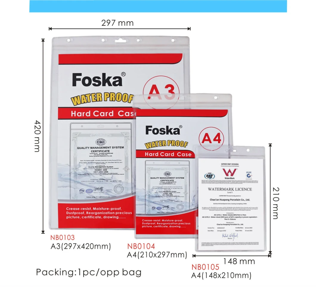 Foska Water Proof Hot Sale Plastic Hard Name Card Case Holder Badge