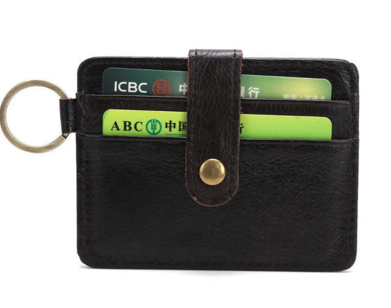 Custom Logo RFID Cowhide Leather Slim Credit Card Holder Wallet