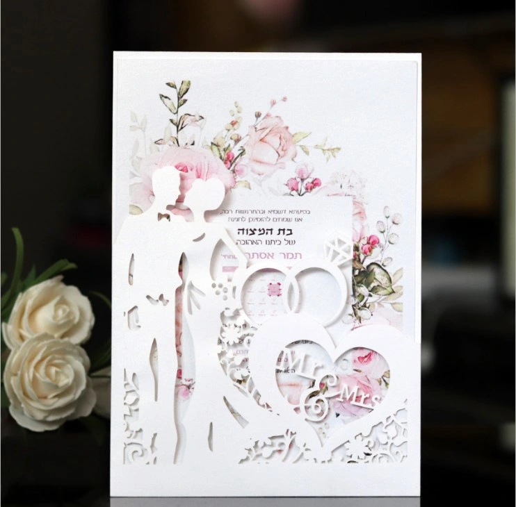 Customize Laser Cut Wedding Invitations Card Mr Mrs Wedding Romantic Flower Party Favors Wedding Gift Card