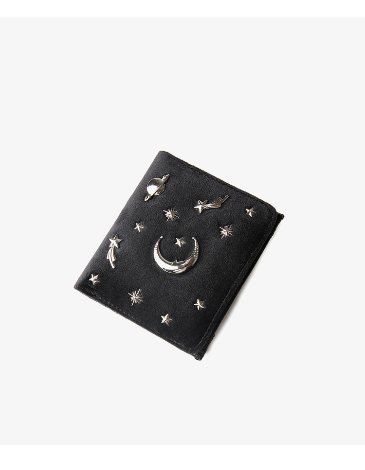 Lady Black Short Coin Card Wallet Card Holder Purse with Star Decoration