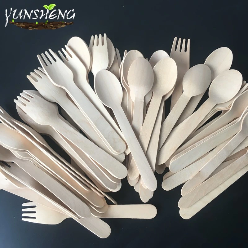 Eco-Friendly Disposable Wooden Knife/Wooden Fork/Wooden Spoon/Compostable Customized Tableware Sets for Dinner