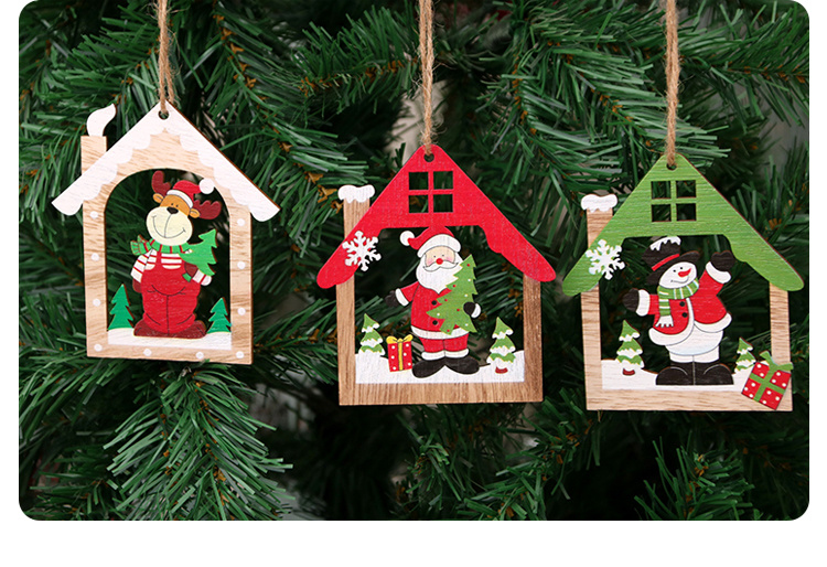 Christmas Decorations Wooden Craft Laser Hollow Christmas Tree Pendants Wooden Creative New Wooden Pendants