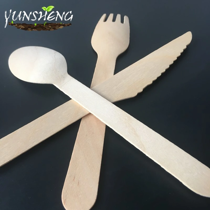 Eco-Friendly Disposable Wooden Knife/Wooden Fork/Wooden Spoon/Compostable Customized Tableware Sets for Dinner