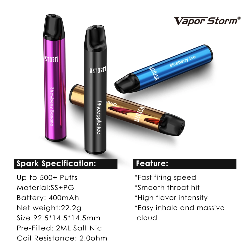 Vapor Storm Spark 500puffs 800puffs Disposable Ecigarette Hookah