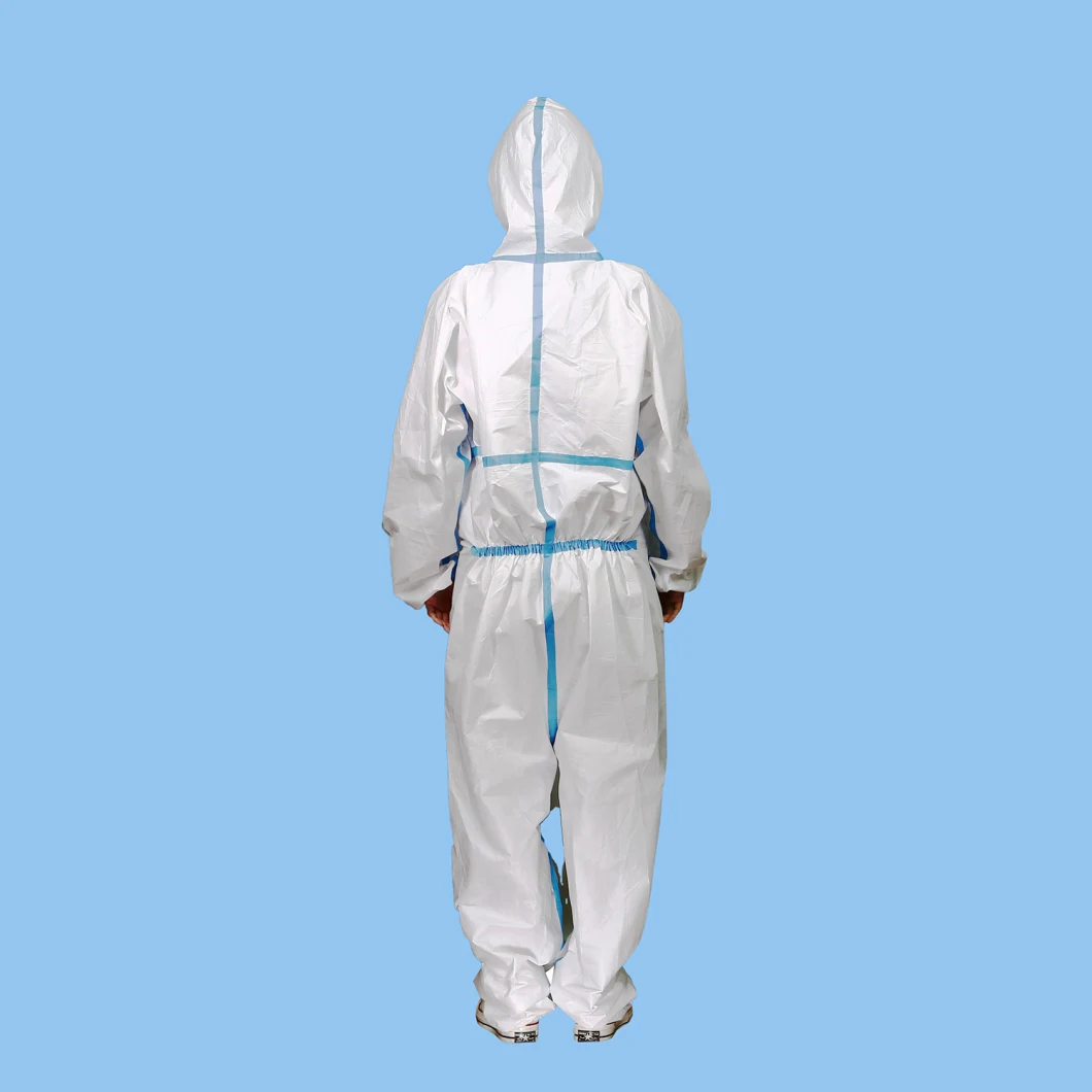 Blue White, Disposable, Soft, Customized, Size 180mm, Medical, Safety, Hospital, Protective, Big Size Coverall