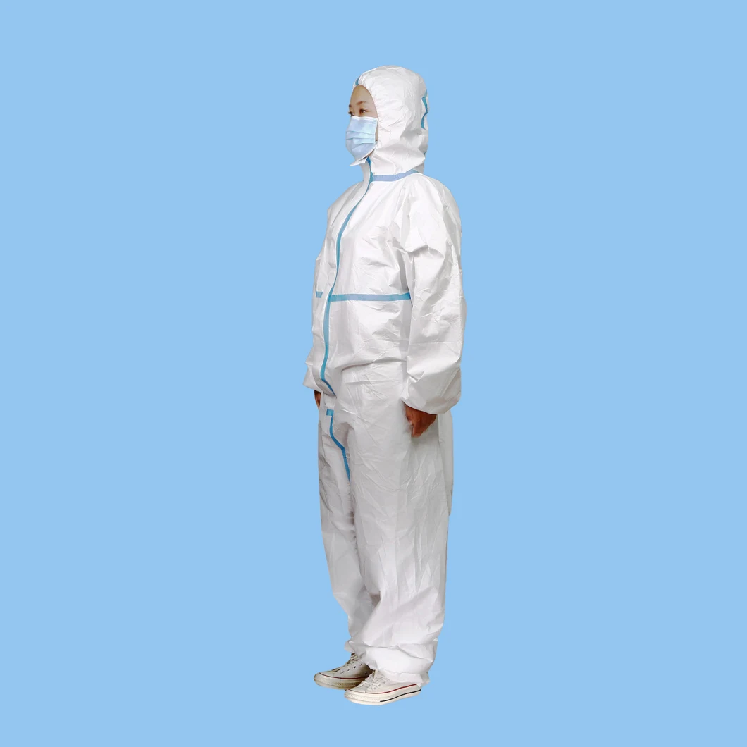 Blue White, Disposable, Soft, Customized, Size 180mm, Medical, Safety, Hospital, Protective, Big Size Coverall