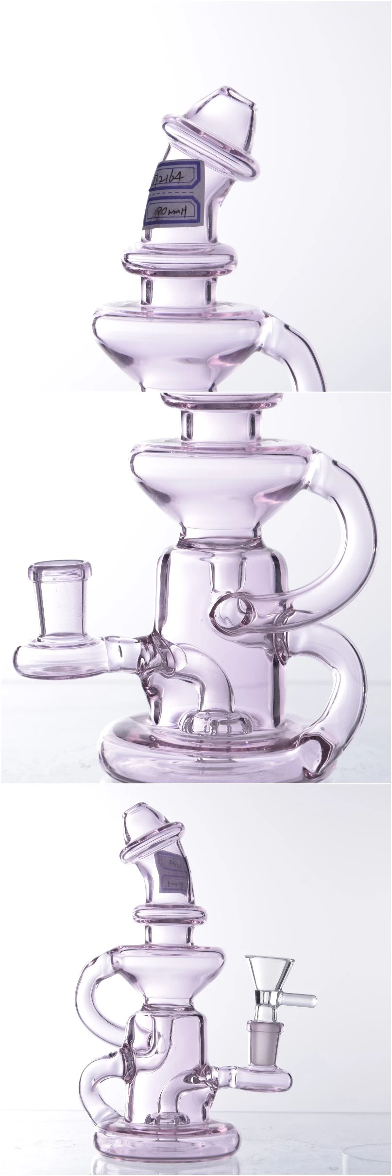 DF2164 Beautiful Pink Glass Pipes Glass Hookah Smoking Water Pipe