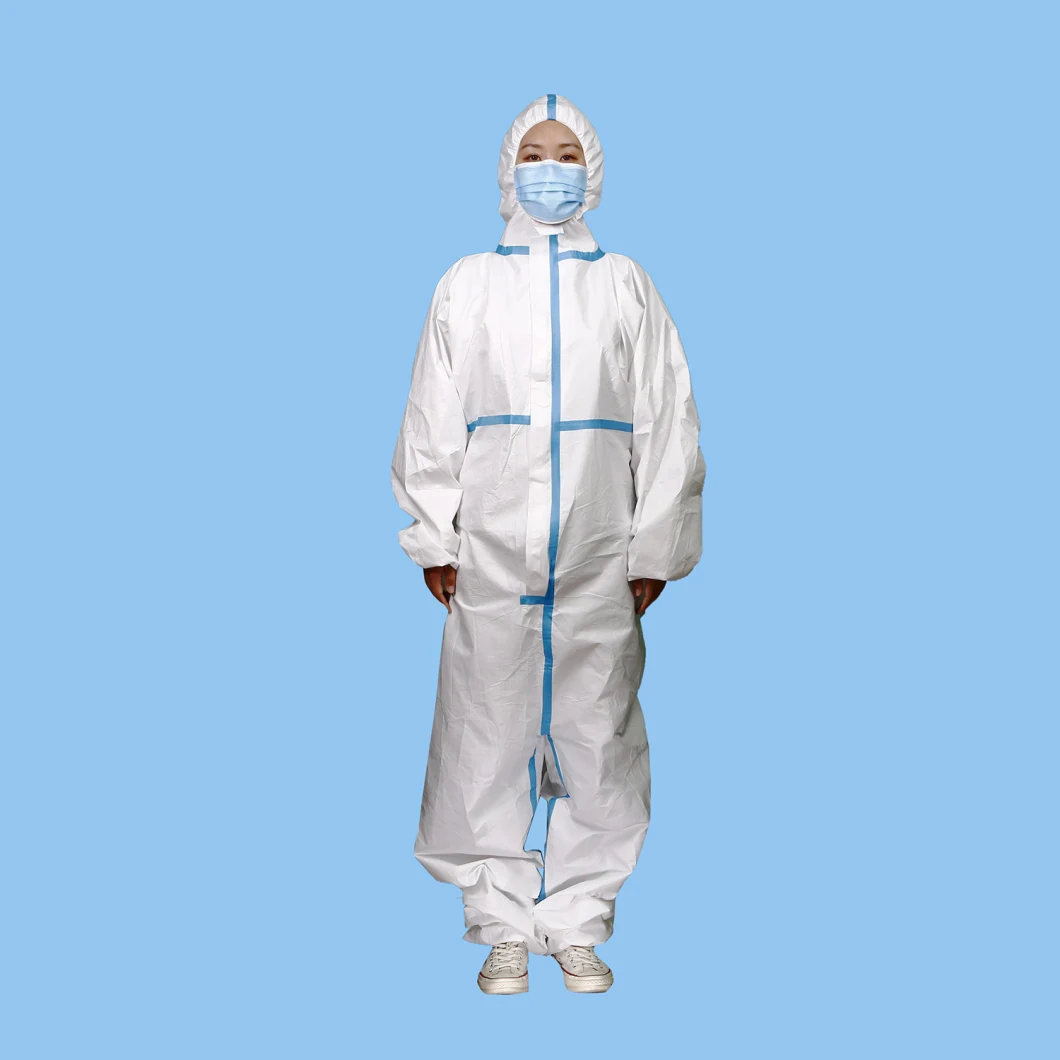 Blue White, Disposable, Soft, Customized, Size 180mm, Medical, Safety, Hospital, Protective, Big Size Coverall