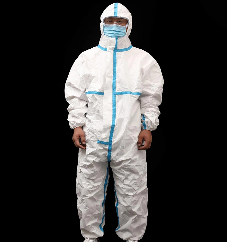 Blue White, Disposable, Soft, Customized, Size 180mm, Medical, Safety, Hospital, Protective, Big Size Coverall