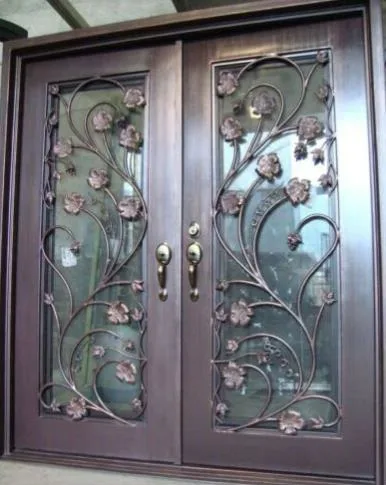 Modern Entry Modern Operable Double Wrought Iron Door Design for House