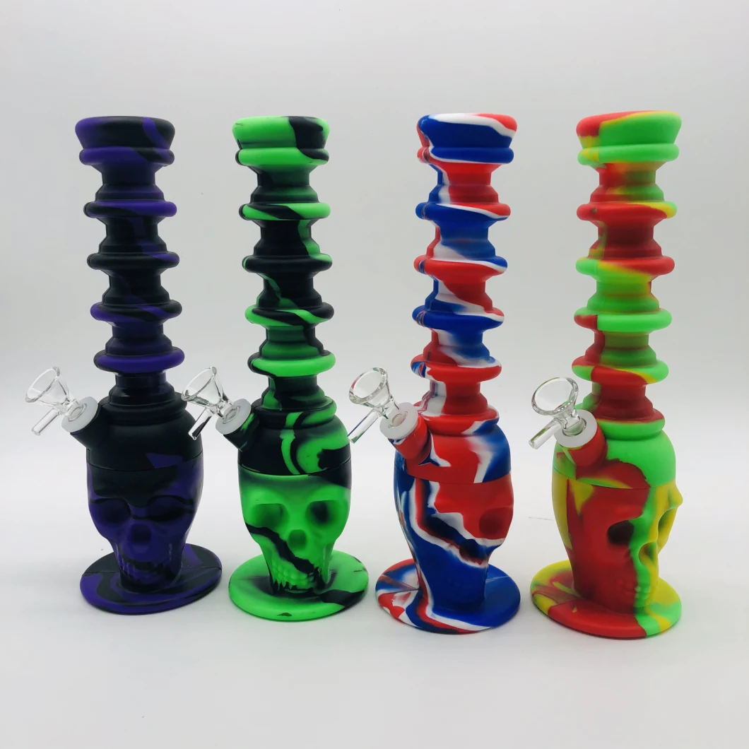 Silicone Handmade Crafts Adjustable Water Bottle New Arrival Skull Head Shape Silicone Hookahs
