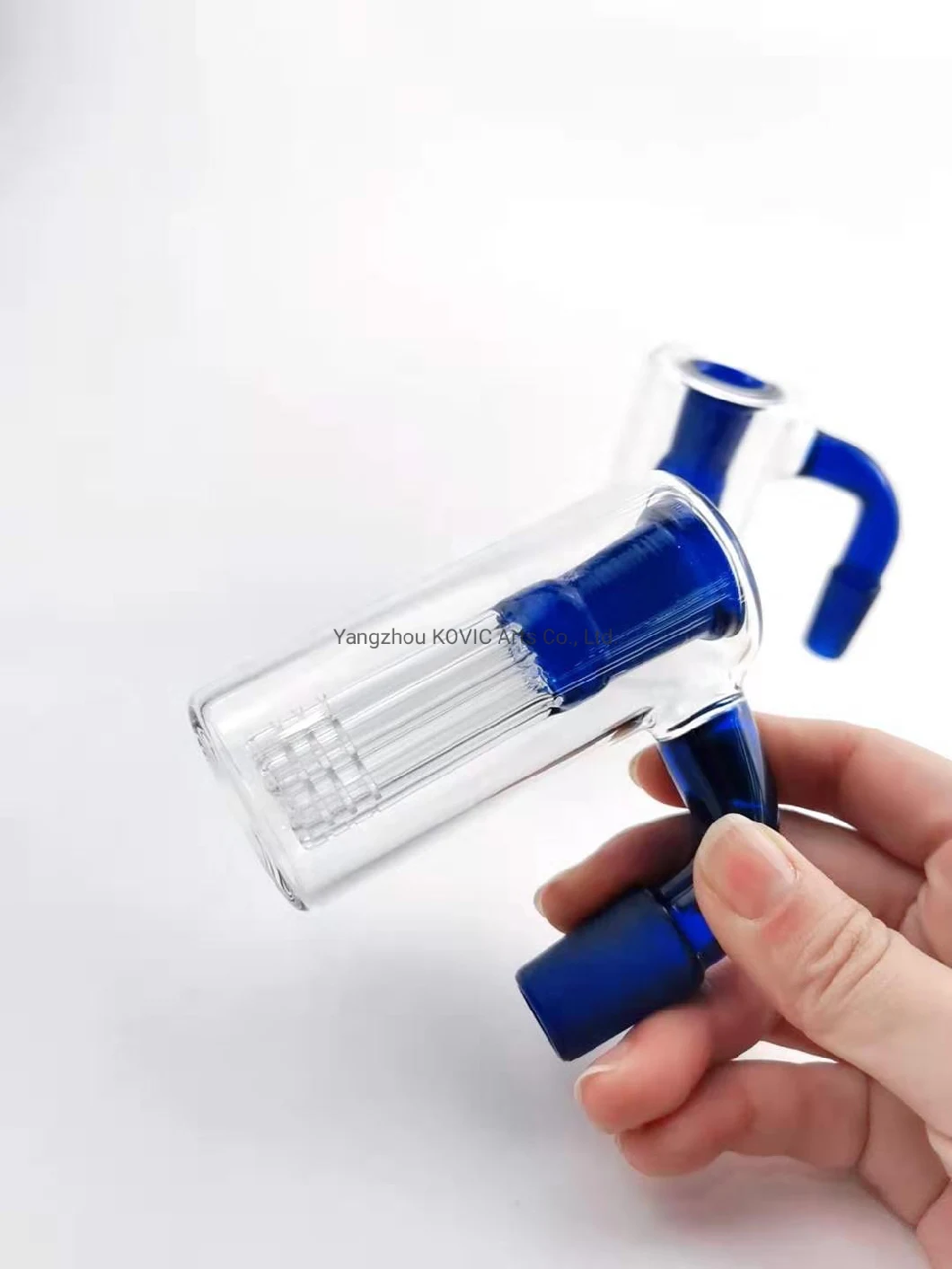 Blue 90° Hookah Recycler Bubbler Perc Glass Ash Catcher Tobacco Water Pipe 18mm 14mm