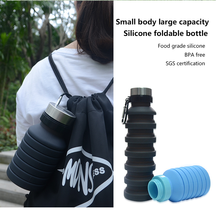 2020 Amazon Hot Sell Silicone Collapsible Sport Water Bottle