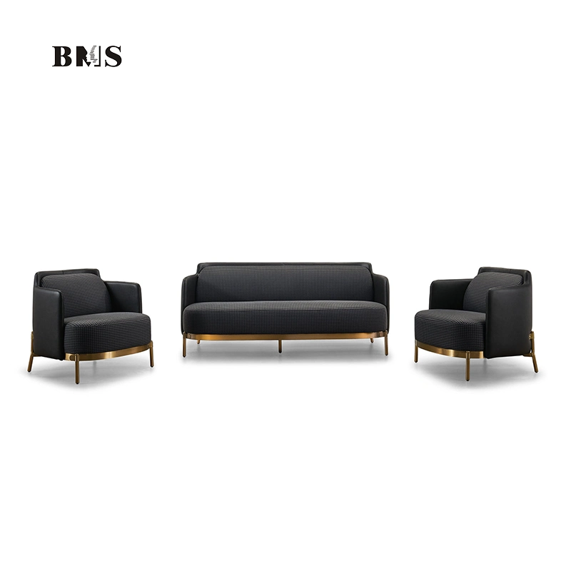 Italian Design Modern Bronze Leg Frame 1+1+3 Modern Curved Shape Modernist Sofa