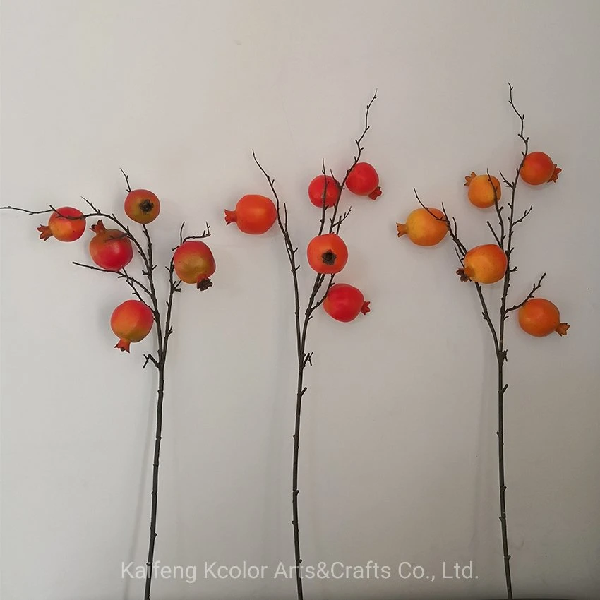 Lifelike Artificial Fruit Branches Wholesale Artificial Pomegranate Fruit Branches for Decroation