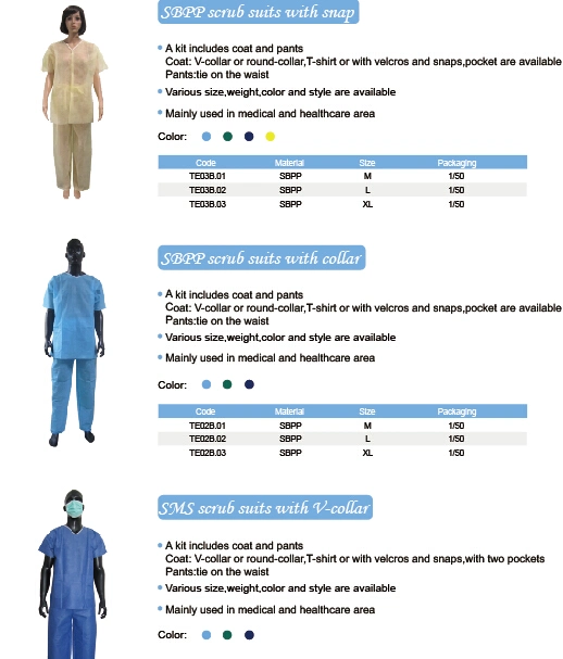 Nonwoven Disposable Scrub Suits, Medical Scrub Suits, Patient Scrub Suits