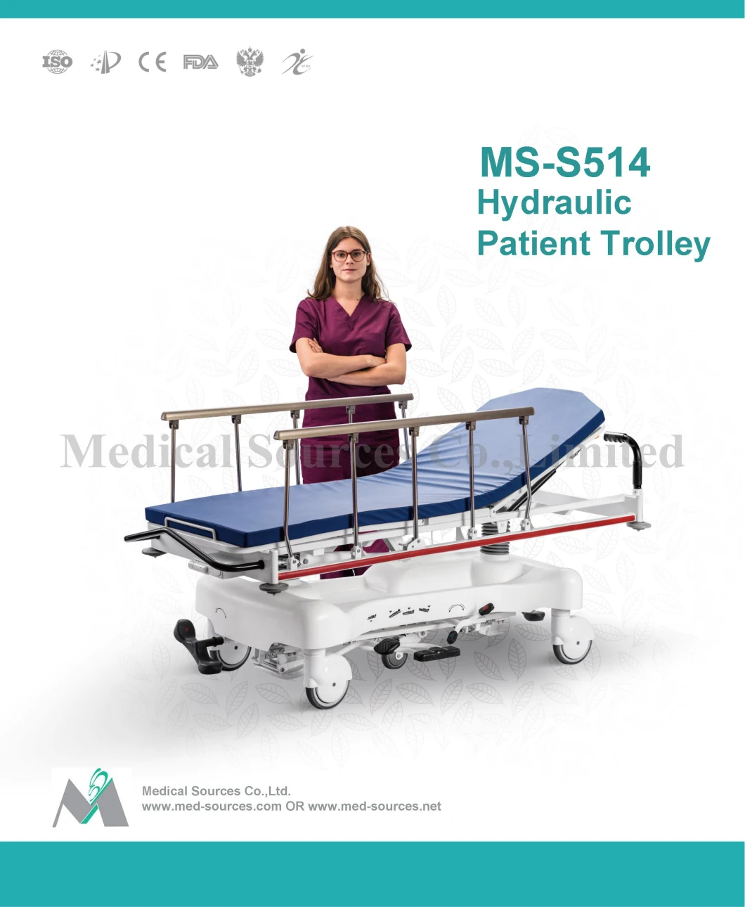 )Ms-S514) Ambulance Hydraulic Multi-Function Patient Transport Stretcher Trolley