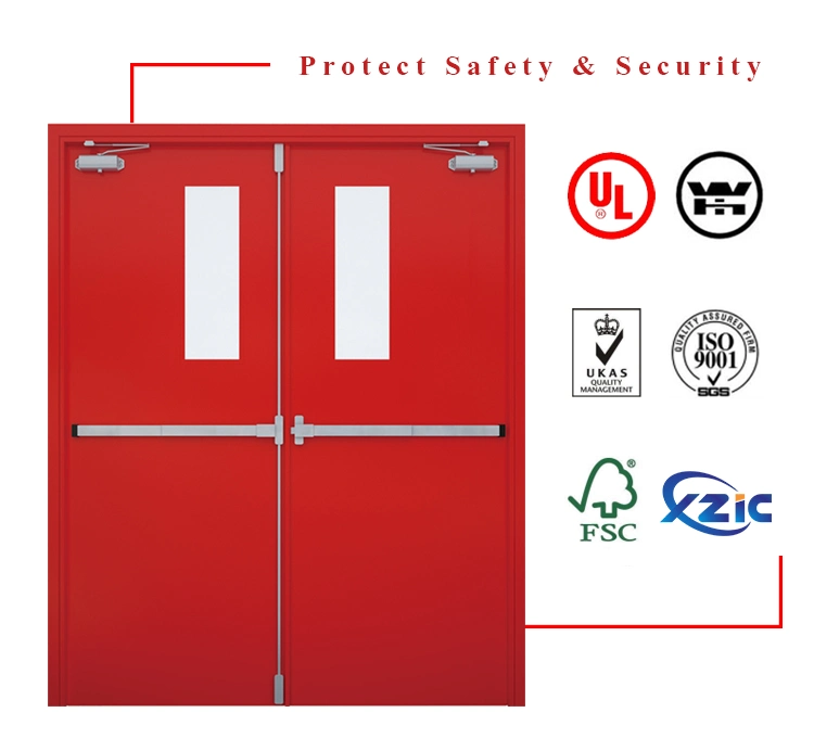 Security Steel Fire Resistant Door with 1/2/3 Hours Fire Rated Glass