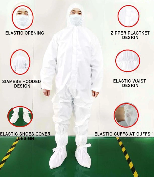 Microporous Safety Isolation Suit Chemical Protective Suit Disposable Coverall Disposable Nonwoven Coverall