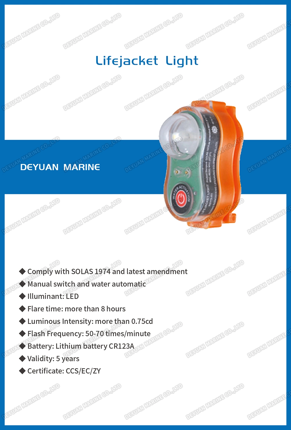 Solas Approved Marine Life Saving Jacket Light