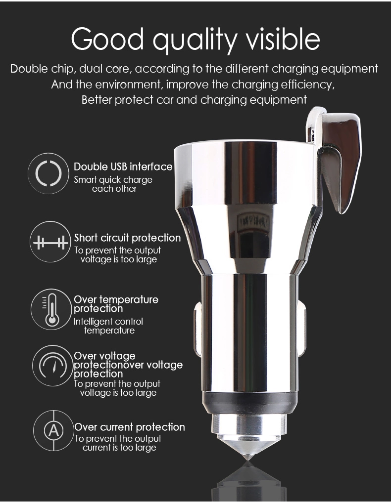 Car Glass Hammer and USB Charger Tool for Saving Life