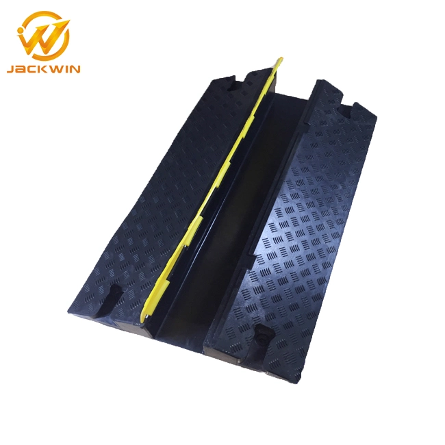 2 Channel Rubber Fire Hose Ramp Durable Heavy Duty Cable Cover Bridge Ramp
