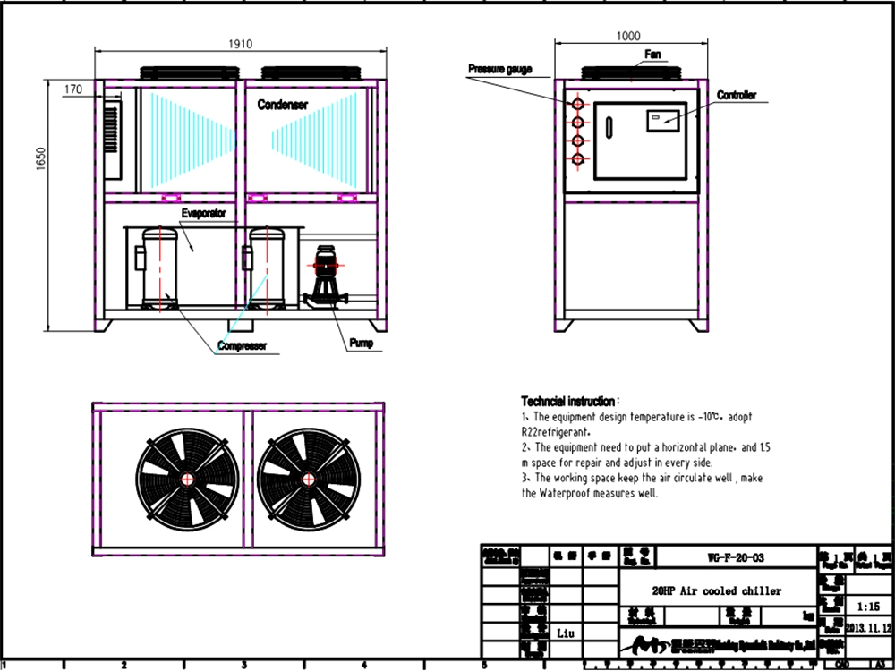 10 Tons 20 Tons Eco-Friendly Air Cooled Industrial Water Refrigerator Chiller