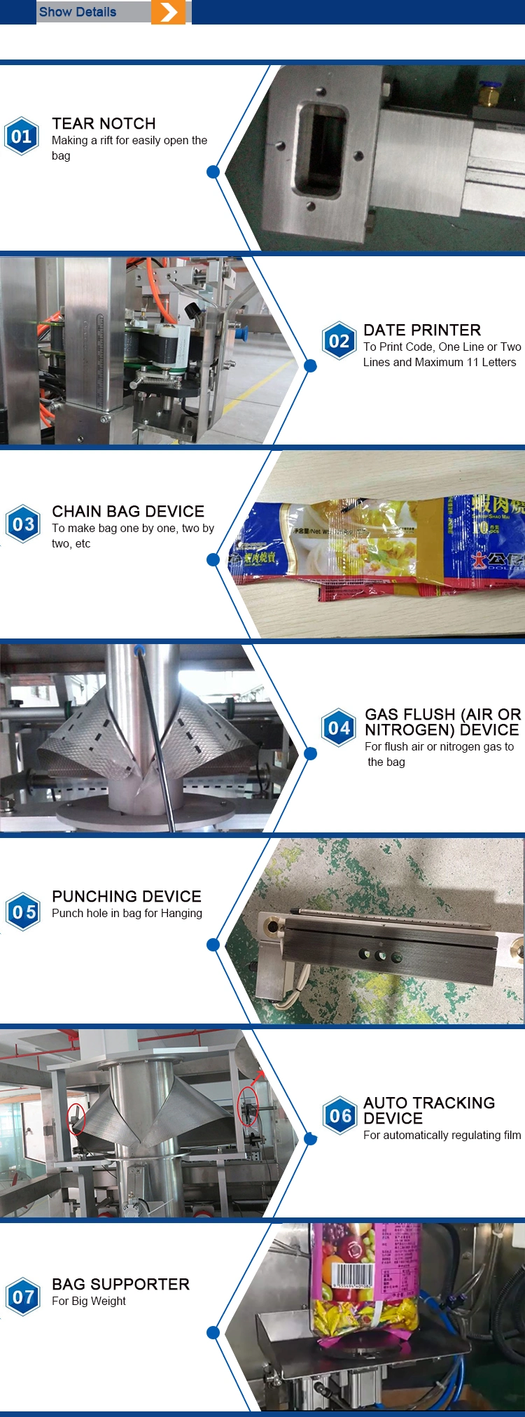 Automatic 10/14 Multi-Heads Banana Plantain Multi-Function Chips Packaging Machine