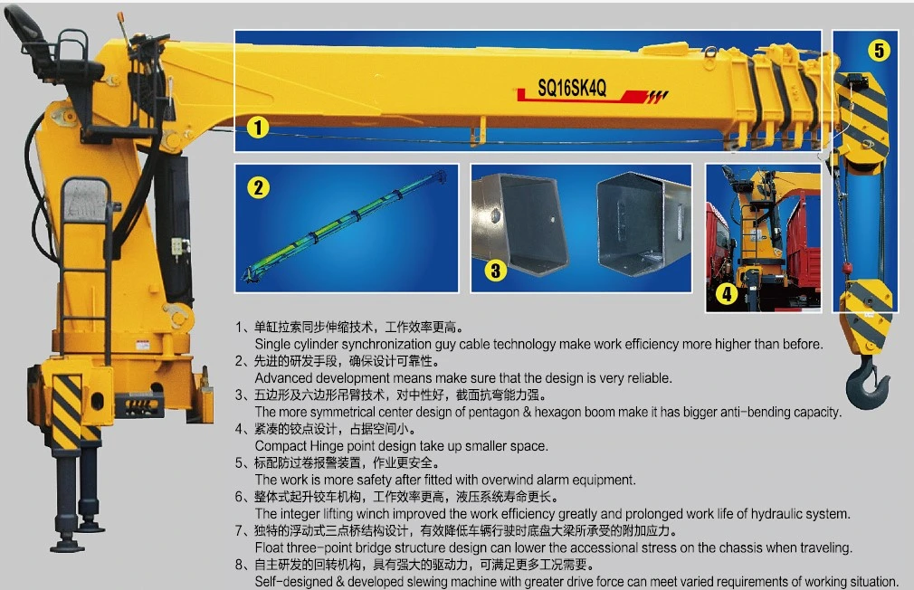 China Manufacturer 5 Ton Hydraulic Mounted Mobile Knuckle Boom Crane for Fireman Engine