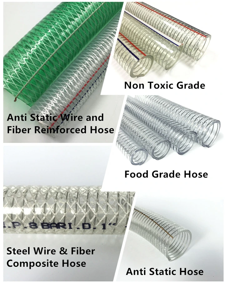 Pressure Transparent PVC Pipe / Hose with Steel Wire Helix