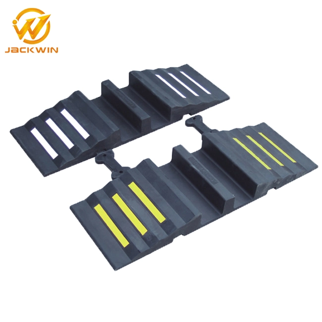 2 Channel Rubber Fire Hose Ramp Durable Heavy Duty Cable Cover Bridge Ramp