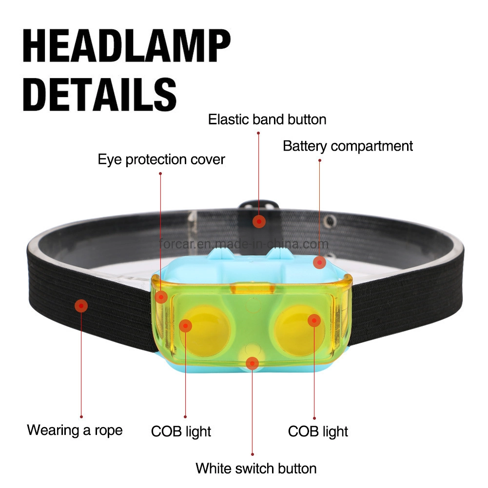 COB LED Mini Headlight 3 Lighting Modes Head Torch Chinese LED Headlamp with Protection Cover