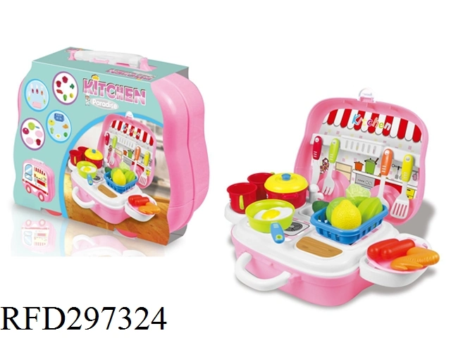 Wholesale Toy Pink Portable Box Cutlery Set Cook Toy Kids Toys Kitchen Set